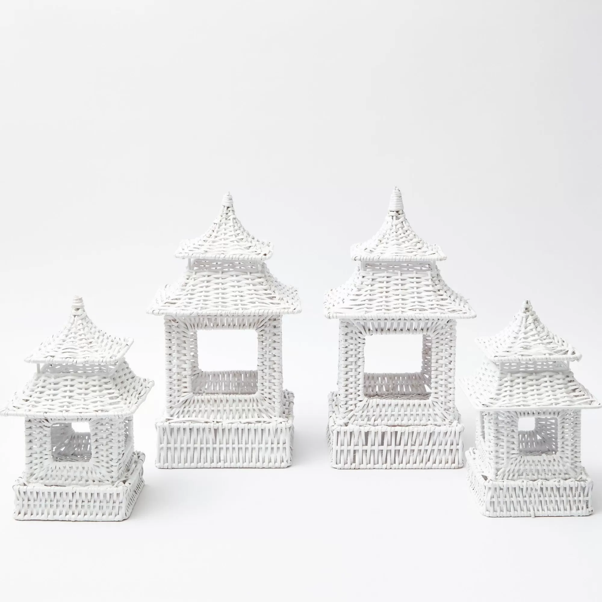 Cheap White Rattan Pagoda Lantern Set Pagodas & Lanterns