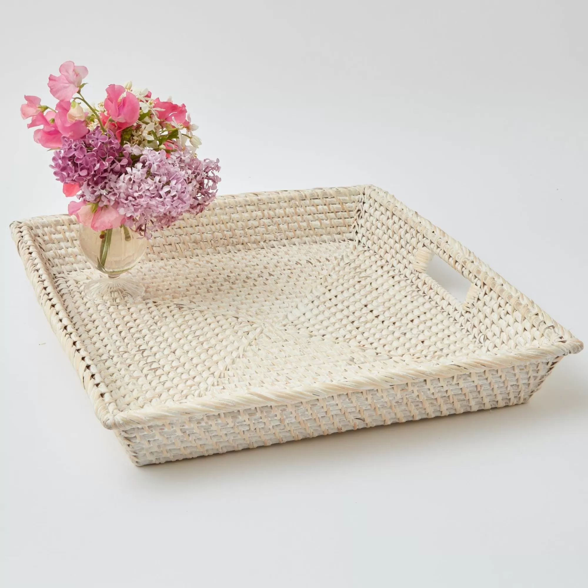 Outlet White Rattan Tray Trays & Liners