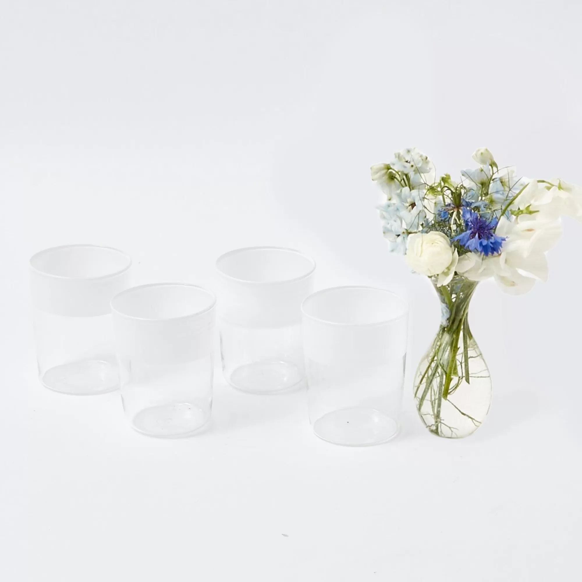 Store White Ribbon Water Glasses (Set Of 4) Glasses