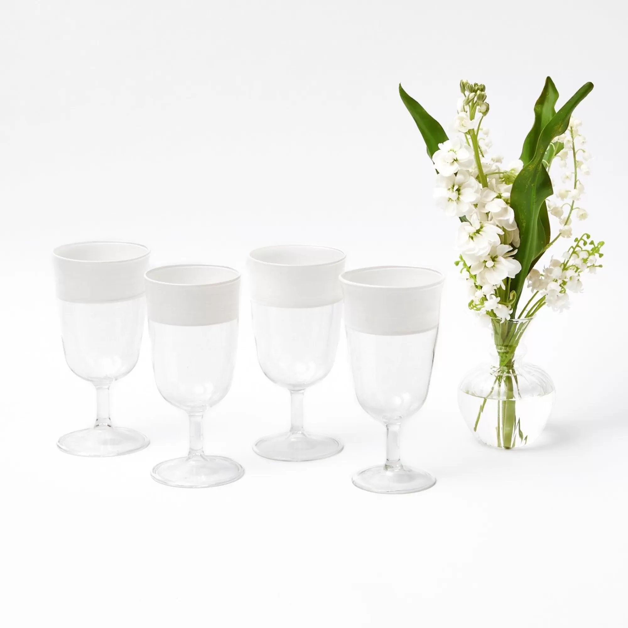 Fashion White Ribbon Wine Glasses (Set Of 4) Glasses