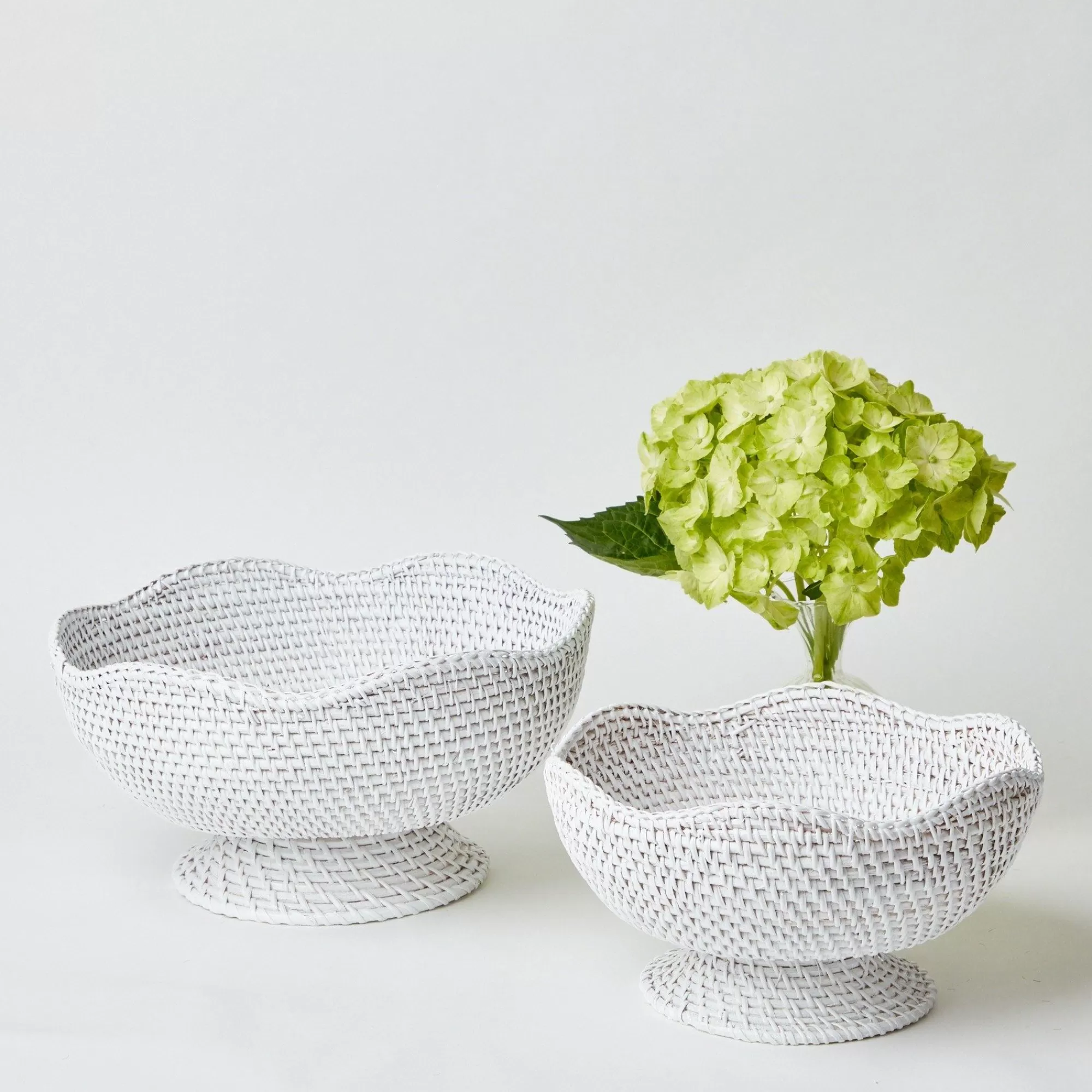 Store White Scalloped Rattan Bowl (Medium) Rattan Tableware