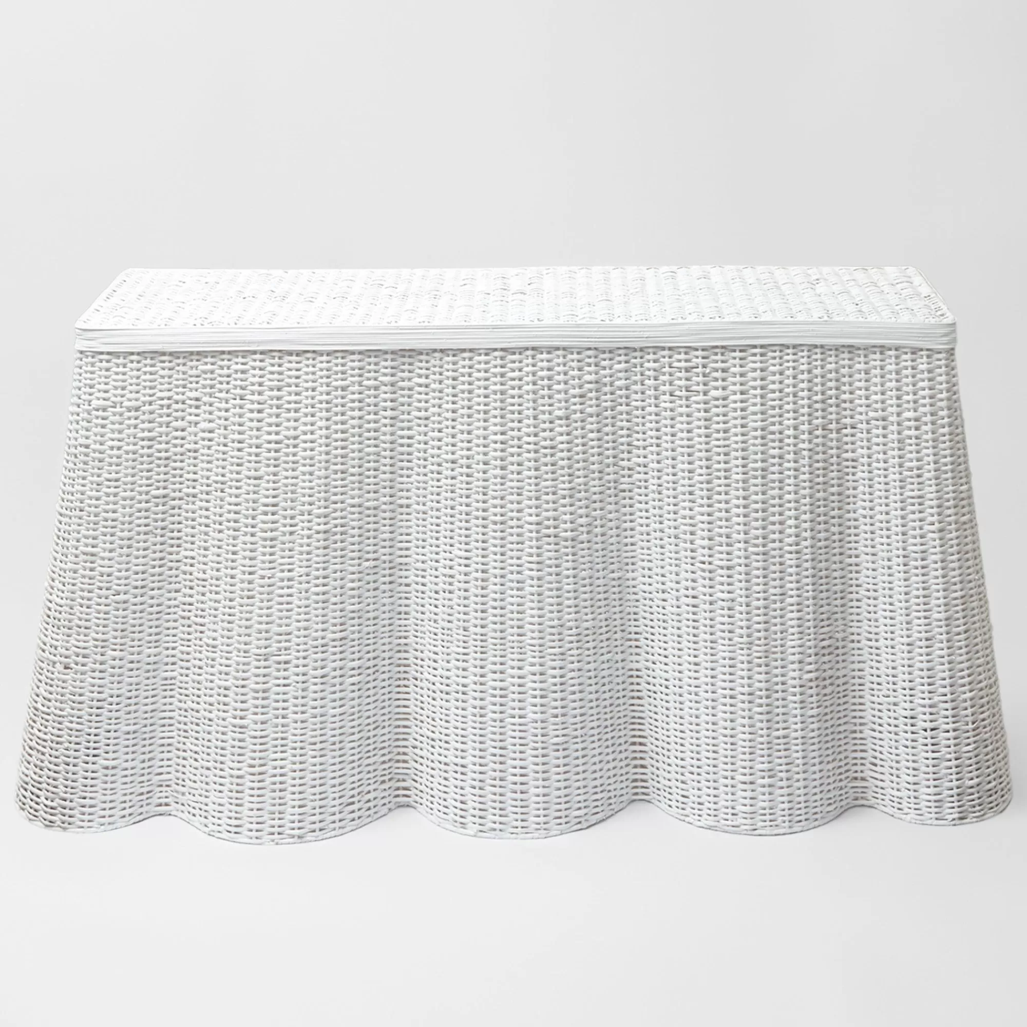 Best Sale White Vivienne Rattan Scalloped Console Table Tables