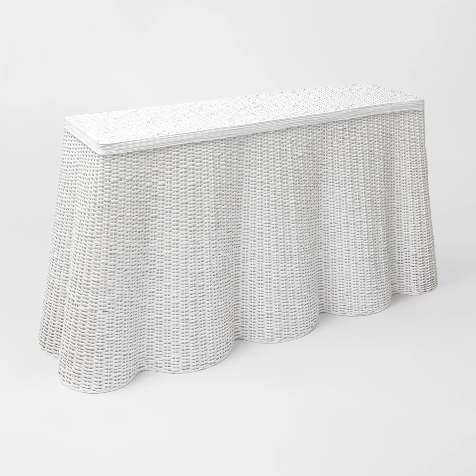 Best Sale White Vivienne Rattan Scalloped Console Table Tables