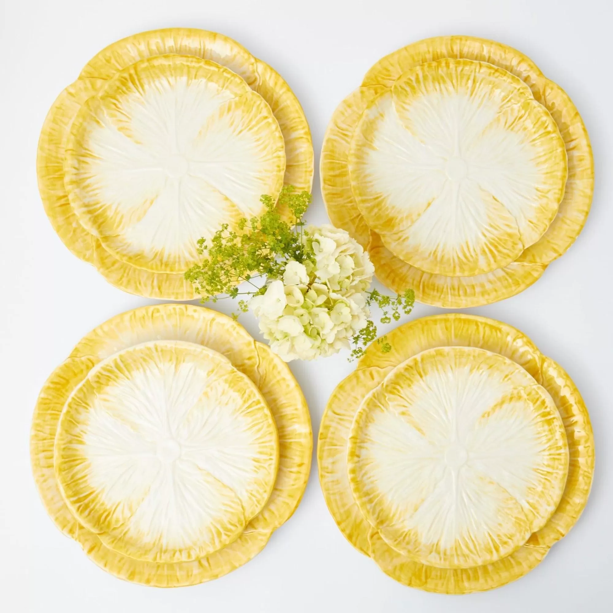 Cheap Yellow Capri Lettuce Dinner & Starter Plates (Set Of 8) Dinner Plates