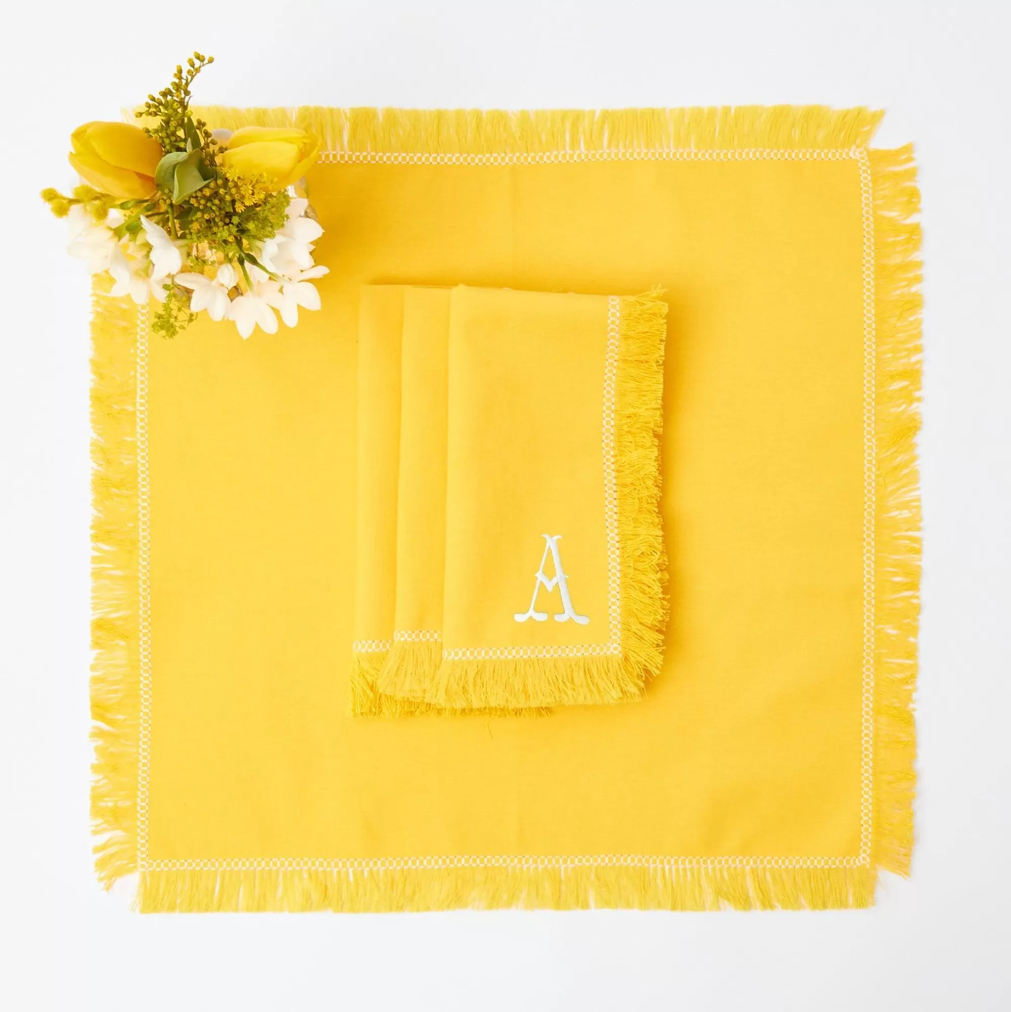 Shop Yellow Fringe Napkins (Set Of 4) Napkins