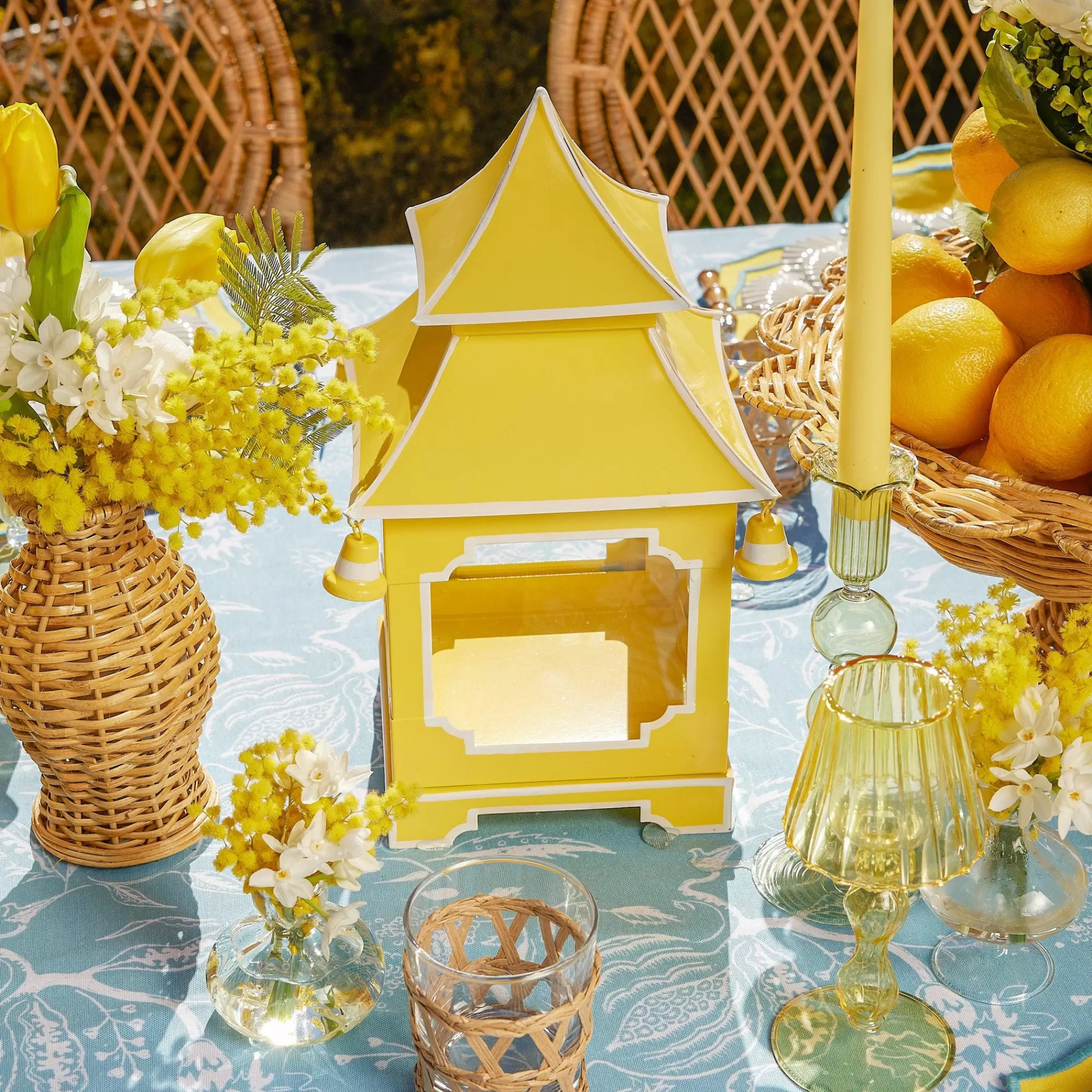 Clearance Yellow Pagoda Lantern Candle Holders