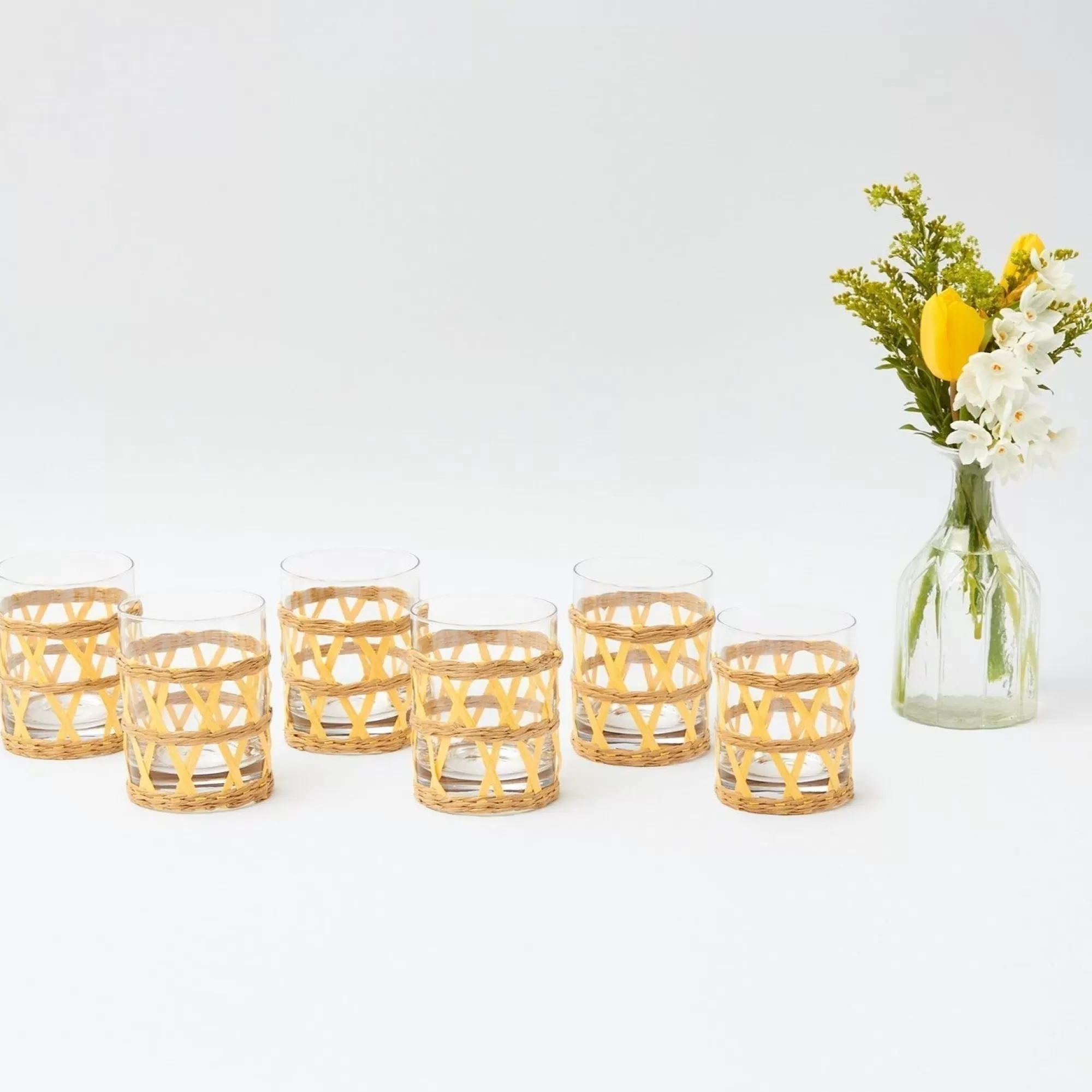 Online Yellow Raffia Water Glasses (Set Of 6) Glasses